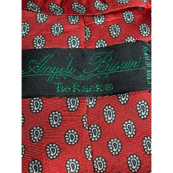 Angelo Bosani Tie Rack Mens Neck Tie Classic Red Blue Florets 100% Silk - Picture 2 of 10